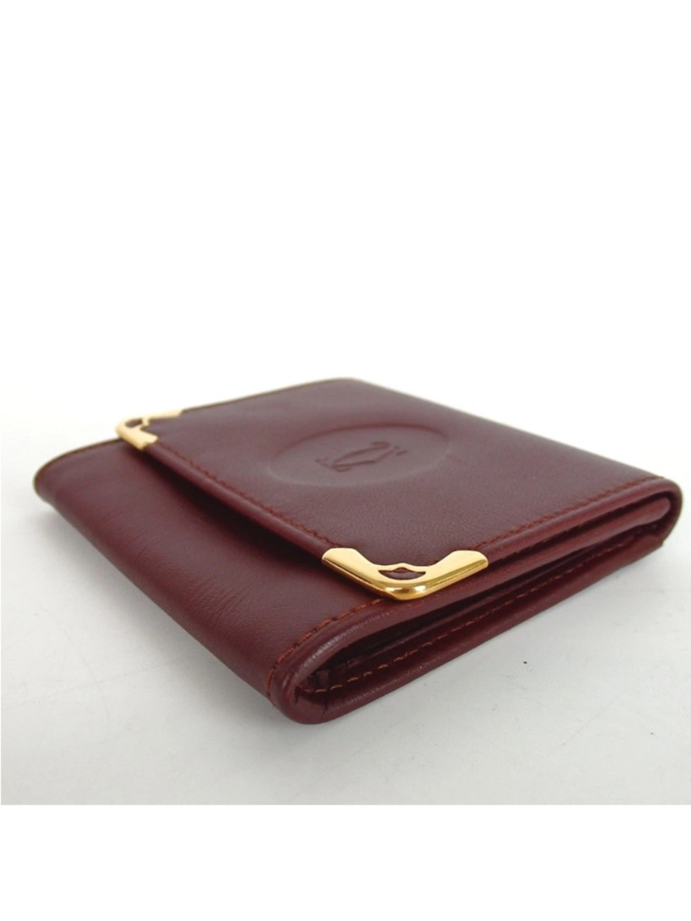 Cartier Burgundy Leather Wallet with Gold Corner Hardware - Picture 3 of 9